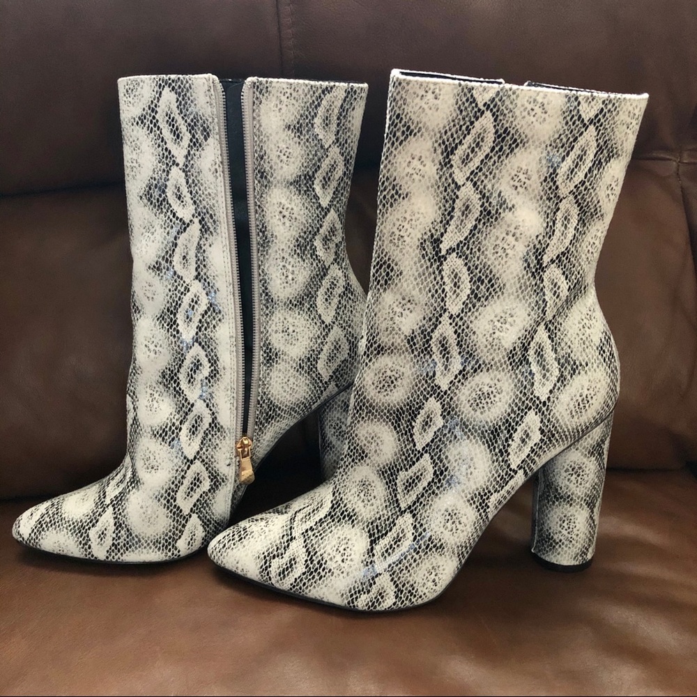 Fashion Nova Snakeskin Booties High Heel